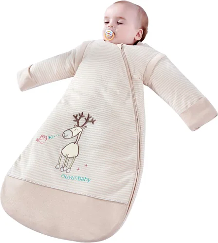 Miniatura 9 de Saco de dormir orgánico para bebé, manta de manga desmontable para otoño 2.5 Tog para 60-68℉