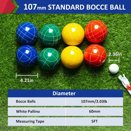 Miniatura 2 de ropoda Juego de bolas de bochas de 4.213 in, tamaño y peso regulables con 8 bolas de resina, bolas de resina para competencia de torneos