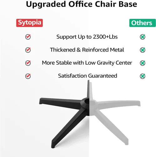 Miniatura 5 de Sytopia Reemplazo de base de silla de oficina resistente de 28 pulgadas con patas de metal cruzadas (2400 libras), cilindro de gas universal y Negro