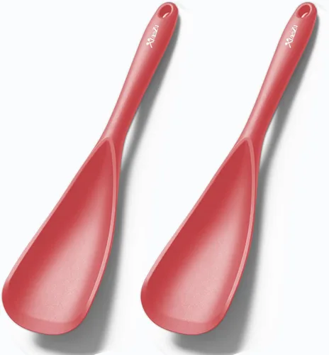 Cuchara de espátula de silicona, ideal tanto para cocinar como para servir, silicona negra mate duradera sin BPA, diseño sin costuras, segura para