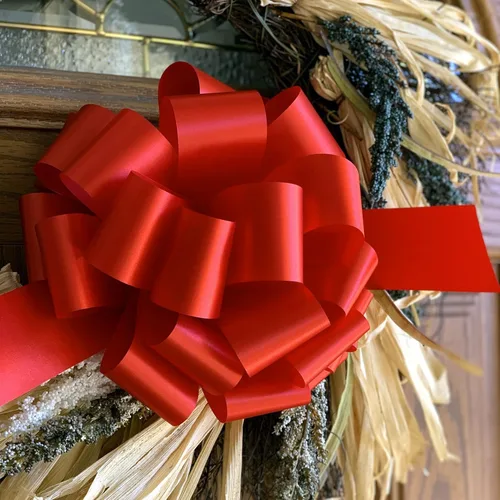 Miniatura 2 de Cinta roja grande para moños para regalos de Navidad – 9" de ancho, conjunto de 6, ABCD, Rojo, 6