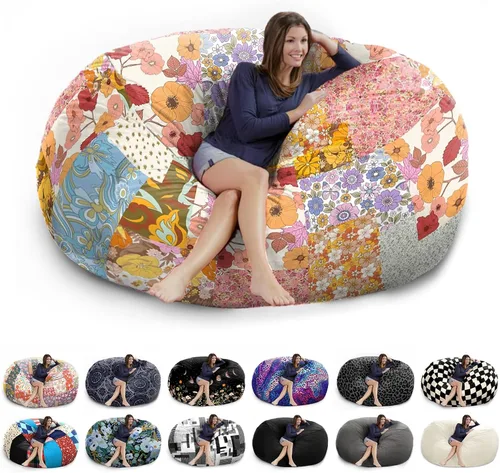 Miniatura 9 de Funda para puf gigante de 6 pies, suave y esponjoso de terciopelo holandés (sin relleno, solo cubierta), cómoda funda de puf de 6 pies, funda
