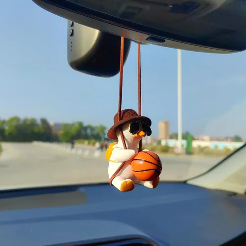 Miniatura 5 de Adorno colgante de pato oscilante para automóvil, bonito colgante de decoración de coche para accesorios de espejo retrovisor, regalo del día de San