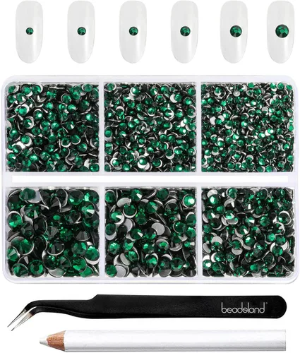 Miniatura 15 de BEADSLAND 4300 piezas de diamantes de imitación con parte plana, diamantes de imitación transparentes para uñas, gemas de cristal redondas