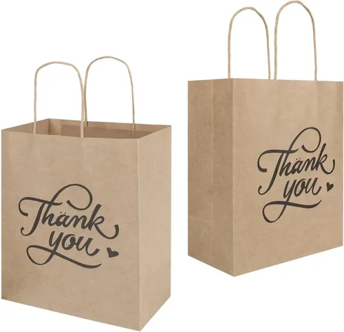 Miniatura 3 de bagmad Paquete de 100 Bolsas de Regalo de Papel Marrones Medianas de 8 x 4.75 x 10 pulgadas con Asas a Granel, Bolsas de Papel Kraft de marrón