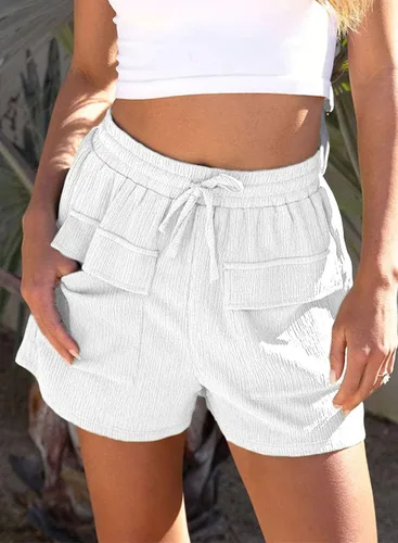 Miniatura 4 de Dokotoo Pantalones cortos casuales para mujer 2024 con cordón en la cintura, bolsillos frontales, cómodos, elásticos, pantalones cortos de verano