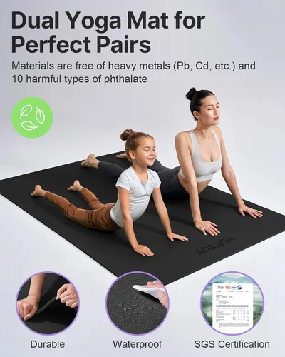 Miniatura 3 de YOTTOY Tapete de yoga grande (75 x 52 x 1/2 pulgadas), tapete de ejercicio TPE extra ancho, tapete de entrenamiento antideslizante para pilates