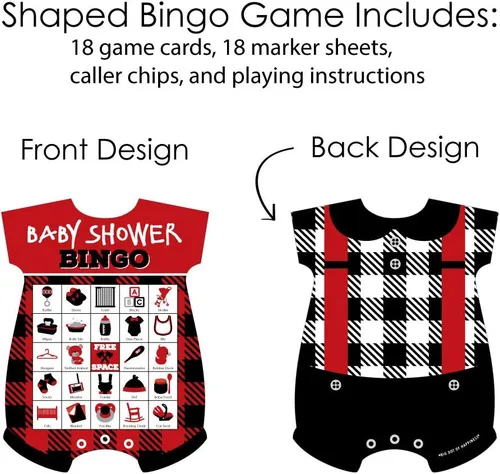 Miniatura 3 de Big Dot of Happiness Lumberjack - Channel The Flannel - Tarjetas y marcadores de bingo con imágenes - Juego de bingo con forma de baby shower a