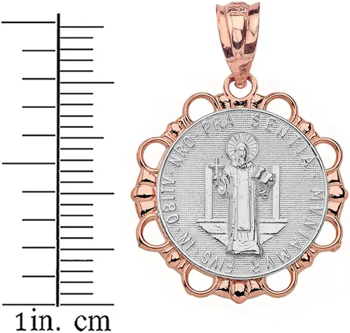 Miniatura 2 de Medalla de San Benito de San Benito en dos tonos de oro rosa de 14 quilates