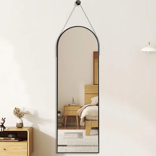 Miniatura 3 de OGCAU Espejo arqueado de longitud completa de 16 x 48 pulgadas para pared, espejo colgante con parte superior arqueada de cuerpo completo o montado