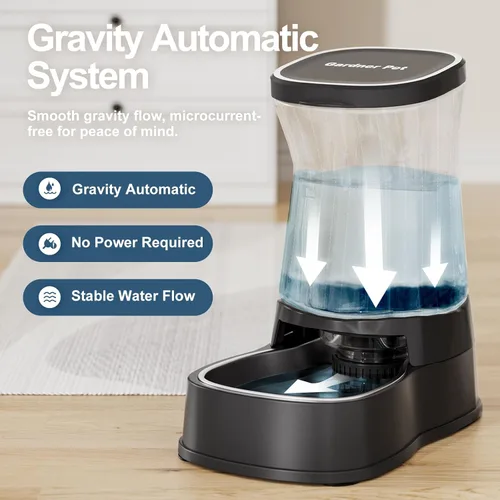 Miniatura 2 de Dispensador automático de agua por gravedad para perros, tazón dispensador de agua de acero inoxidable de 1 galón para perros y gatos, dispensador