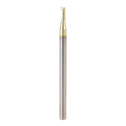 Miniatura 25 de Amana Tool CNC de carburo sólido espiral O flauta arriba-corte, broca de aluminio de corte de enrutador, recubierto de ZrN, 51470-Z, 1/16 D x 1/4 CH