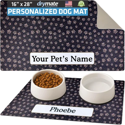 Miniatura 26 de Drymate Mantel individual personalizado para tazón de mascotas, tapete personalizado de alimentación de alimentos para perros y gatos, tela Lino