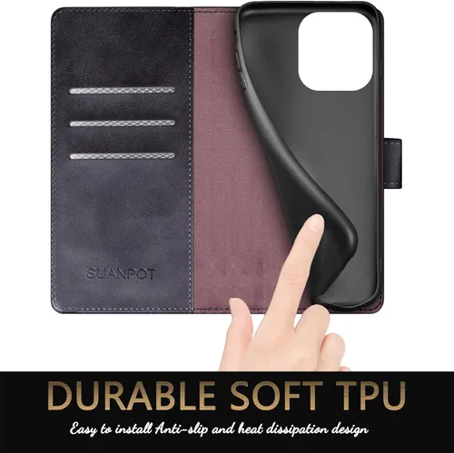 Miniatura 6 de SUANPOT Diseño para iPhone 15 Pro Max 6.7 pulgadas Funda tipo cartera con tarjetero de crédito RFID, funda de piel sintética para mujeres y hombres