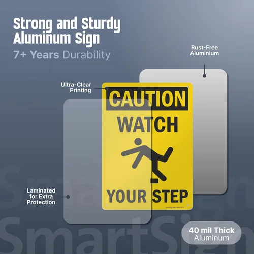 Miniatura 5 de Signo de seguridad SmartSign, leyenda "Caution: Watch Your Step", negro sobre amarillo, Negro y amarillo, 1