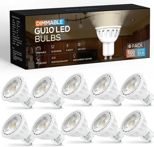 Miniatura 10 de Torkase - Bombilla LED GU10, atenuable MR16 2700K blanco cálido, 120V 500LM luz en riel 5W (equivalente a 50W), ahorro de energía del 90%, ángulo