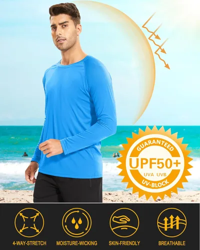 Miniatura 131 de MAGCOMSEN Camisas de manga larga para hombre, protección solar UPF 50+, camisetas atléticas para senderismo, correr, entrenamiento, protección