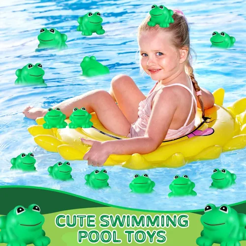 Miniatura 6 de 36 ranas de goma para niños, lindas ranas flotantes chirriantes de baño, mini ranas de plástico para decoración de pasteles, aula, premios