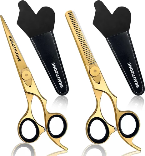 Miniatura 8 de Juego de tijeras de corte y adelgazamiento de cabello, tijeras de peluquería profesionales de 6.5 pulgadas para corte de pelo para hombres/mujeres