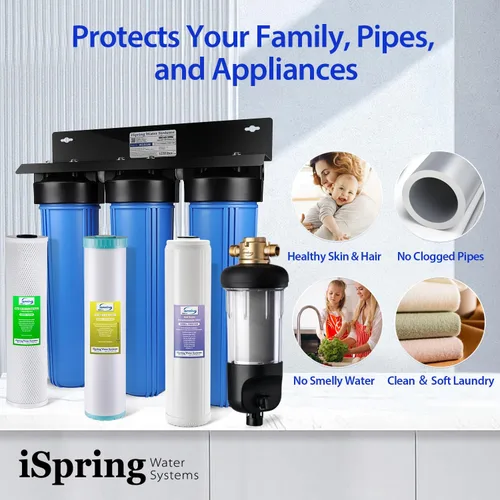 Miniatura 7 de iSpring Sistema de filtro de agua para toda la casa con filtro de sedimentos de centrifugado jumbo, anti-incrustaciones de polifosfato, filtros