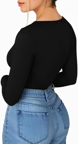 Miniatura 3 de MANGOPOP Women's Scoop Neck Long Sleeve Slim Fit T Shirt Tunic Tops Tee