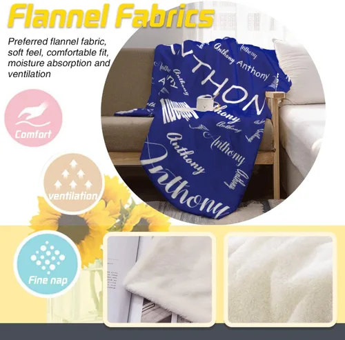 Miniatura 6 de Manta de bebé azul personalizada con nombre para niño, manta de bebé personalizada con nombre que recibe manta floral para bebés, recién nacidos