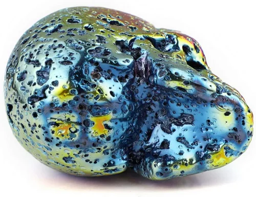Miniatura 7 de Skullis Calavera de cristal de piedra de lava caliente de 2.0 pulgadas, escultura de arte fino de piedra preciosa tallada a mano, estatua de piedra