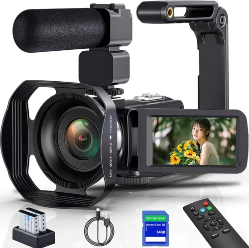Gcasio 8K 64MP videocámara cámara de vídeo 18X zoom digital YouTube Vlogging Cámara web IR visión nocturna WiFi 3.0 "Videocámaras con pantalla