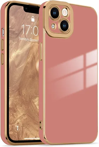 Miniatura 137 de Lafunda Diseñada para iPhone 13 Pro, fundas lujosas con chapado lindo para mujeres y niñas, elegante borde dorado, a prueba de golpes, TPU con funda