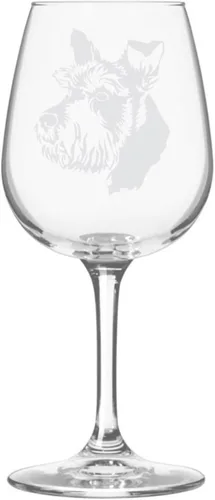 Miniatura 29 de Copa de vino de 12.75 onzas con diseño de perro grabado
