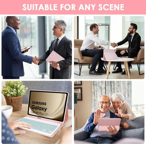 Miniatura 7 de LAMA Funda con teclado para Samsung Galaxy de 11 pulgadas Tab A9 Plus 2023/Tab A11 Plus 2025 con ratón, retroiluminación de 7 colores, funda