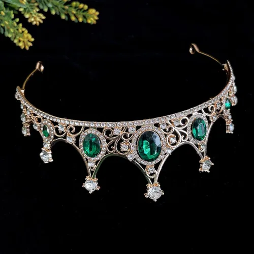 Miniatura 5 de Beaupretty Tiaras y corona para mujer con diamantes de imitación para boda, diadema de novia, disfraz de Halloween, color rojo, 1 recuento