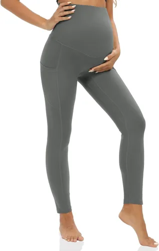 Miniatura 5 de XNHAN Leggings de maternidad para uso diario sobre el vientre con bolsillos, pantalones elásticos de yoga para embarazo, ropa deportiva cómoda