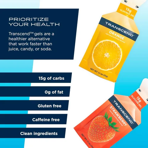 Miniatura 4 de Transcend Foods Geles de fresa + naranja (1.1 onzas, paquete de 24) gel de carbohidratos de acción rápida sabor fresa y naranja, sin cafeína, sin