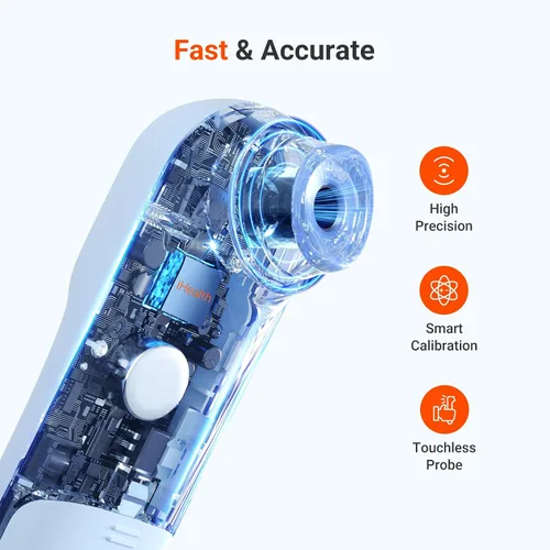 Miniatura 5 de iHealth Termómetro digital infrarrojo para adultos y niños, termómetro para bebés con modo 3 en 1 y aviso de 3 colores, alarma de fiebre y modo Azul