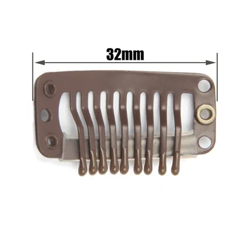 Miniatura 2 de 20 clips de metal a presión para extensiones de cabello DIY con clip, 9 dientes, 0.04 oz/pieza, 9 dientes, 0.04 oz/pieza, color marrón oscuro Marrón