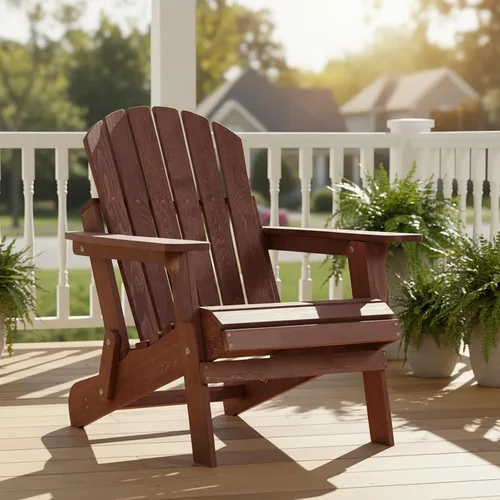 Silla Adirondack plegable de madera de gran tamaño, respaldo y asiento premontados, silla de patio al aire libre Hemlock sólida para jardín, patio,