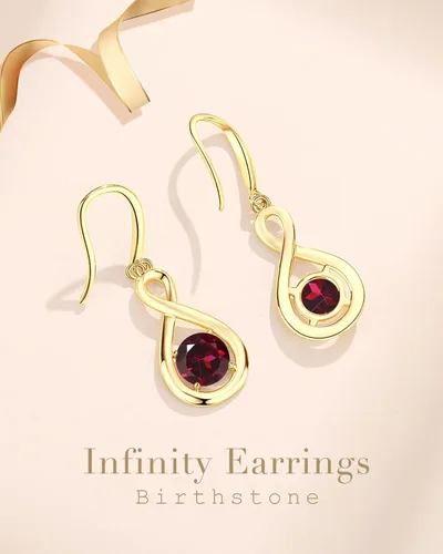 Miniatura 3 de FANCIME Aretes colgantes de plata de ley 925 con piedras preciosas redondas infinitas, regalos de cumpleaños para mujer