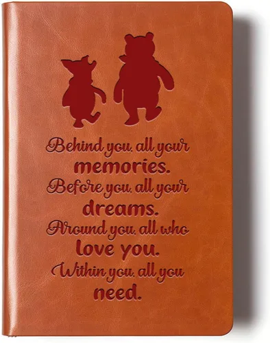 Miniatura 8 de JOHSBYD Pooh Bear - Cuaderno de cuero con texto en inglés "Always Remember You're Braver Than You Believe", regalo de amistad para mujeres y A6.