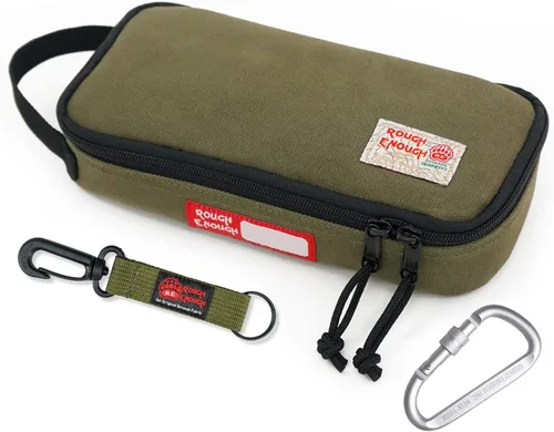 Rough Enough - Organizador de cables de viaje con cremallera, estuche grande para lápices, bolsa de herramientas para electricista, bolsa de Verde