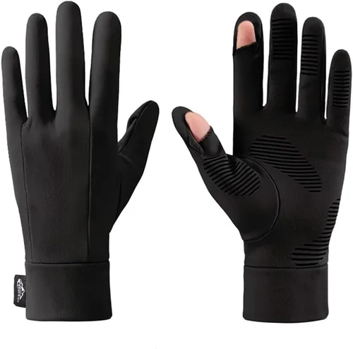 CURELIX Guantes de invierno Guantes de esquí forros para hombres y mujeres, finos y ligeros para clima frío, guantes con diseño de dedo abatible