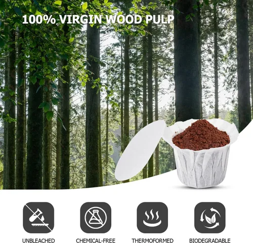 Miniatura 8 de Pro Mael Filtros desechables K Cup con tapa, papel de filtro de café para cafeteras Keurig de una sola porción 1.0 y 2.0, uso con cápsulas K Cup