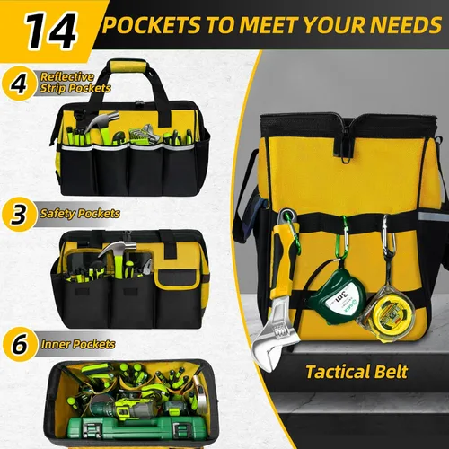 Miniatura 4 de NECKORY Bolsa de herramientas, organizador de caja de herramientas portátil con correa de hombro ajustable, bolsa de transporte de herramientas