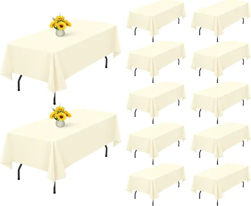 Miniatura 51 de Showgeous Paquete de 4 manteles rectangulares de poliéster de 60 x 102 pulgadas, resistentes a las arrugas, lavables, para bodas, mesas de comedor