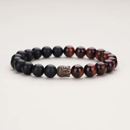 Miniatura 4 de COAI Pulsera de oración con cuentas de piedra de cabeza de buda