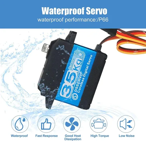 Miniatura 4 de 35 kg Servo Motor Digital Sin Núcleo 7.4V Alta Velocidad Alto Par Engranaje de Acero Inoxidable Impermeable Servos Estándar Baja 180 Grados
