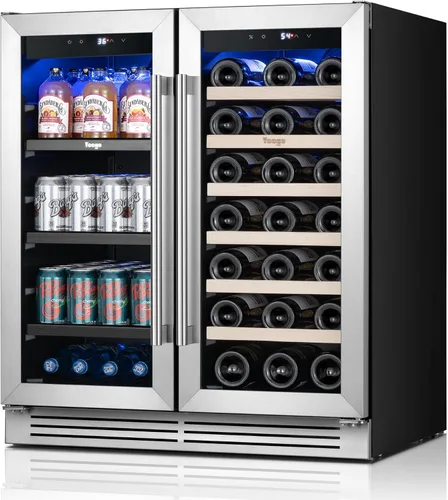 Miniatura 11 de Yeego Refrigerador de bebidas – Mini refrigerador de 100 latas de 15 pulgadas con puerta de vidrio, enfriador de bebidas de 34 a 54 ℉, integrado