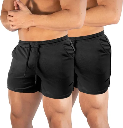 Miniatura 2 de TEZO Pantalones cortos de entrenamiento para hombre, 5 pulgadas, para gimnasio, atletismo, correr, entrenamiento, de secado rápido, pantalones