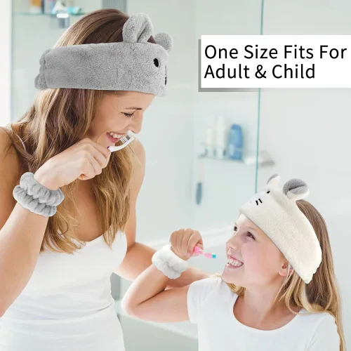 Miniatura 3 de AHONEY Juego de diadema y pulsera, lindas diademas de maquillaje para spa y cuidado de la piel, diademas para lavar la cara, diadema para mujeres