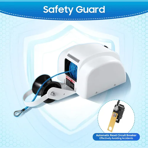 Miniatura 6 de Cabrestante de anclaje eléctrico de 12 V con control remoto, ancla de agua salada marina para lancha de pesca, lancha pontón (45 libras/blanco)